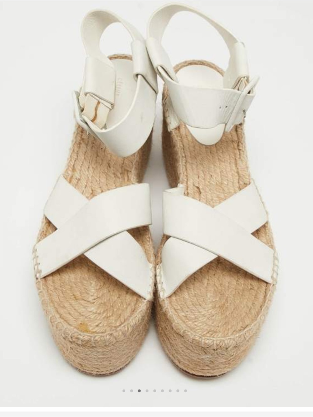 Celine White Leather Platform Espadrille Sandal